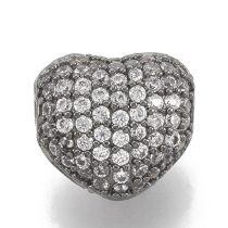   Cirkónia kristályos, fekete (gunmetal) színű 8x7x5mm-es szív köztes gyöngy, furat: 1mm