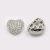 Cirkónia kristályos, ródium színű 14x13x8mm-es szív köztes gyöngy, furat: 1,5x2,5mm