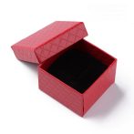   Papír gyűrűdoboz, ajándék doboz, díszdoboz ékszerhez - 5x5x3,5cm-es - piros