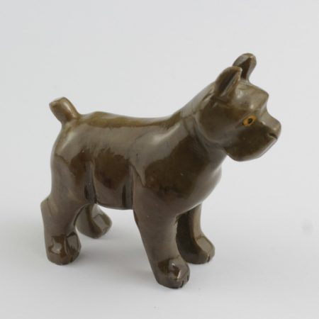 Zsírkőből faragott kutya szobor - közepes - kb. 6x6x2cm-es