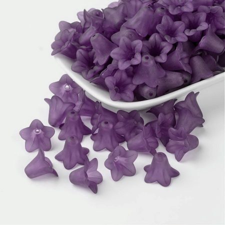 Akril virág (harangvirág) - 12x16mm-es áttetsző matt lila