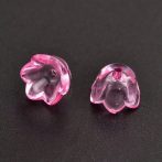   Akril virág (gyöngyvirág) - 7x10mm-es átlátszó élénk rózsaszín