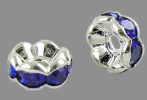   5x2,5mm-es strasszos köztes rondell ezüst színű foglalatban - sapphire
