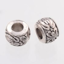   Tibeti stílusú fém köztes - antik ezüst színű 5,5x8mm-es rondell, furat: 3,7mm