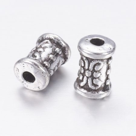 Tibeti stílusú fém köztes - antik ezüst színű 7x5mm-es cső, furat: 1,8mm