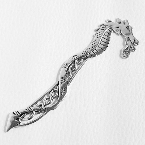 Könyvjelző alap 11,5cm-es - antik ezüst színű, sárkány