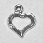   Tibeti stílusú fém medál / fityegő - antik ezüst színű 16,5x13mm-es kontúr szív
