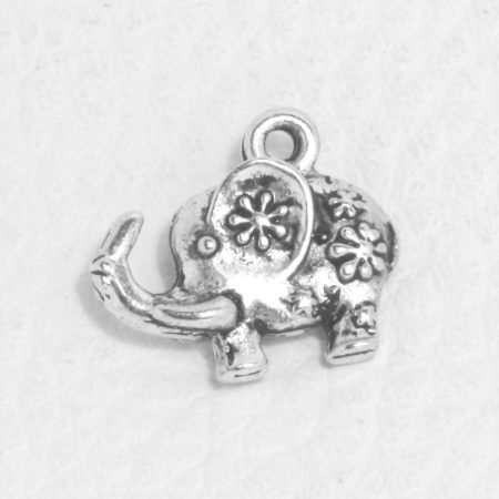 Tibeti stílusú fém medál / fityegő - antik ezüst színű 14x16mm-es elefánt