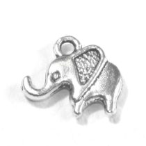   Tibeti stílusú fém medál / fityegő - antik ezüst színű 13x14mm-es elefánt
