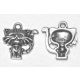 Tibeti stílusú fém medálka / fityegő - antik ezüst színű 19x17mm-es cica